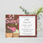 CUPCAKE Sweet 16 Aankondiging van uitnodigingen (Staand voorkant)