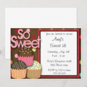 CUPCAKE Sweet 16 Aankondiging van uitnodigingen (Voorkant / Achterkant)