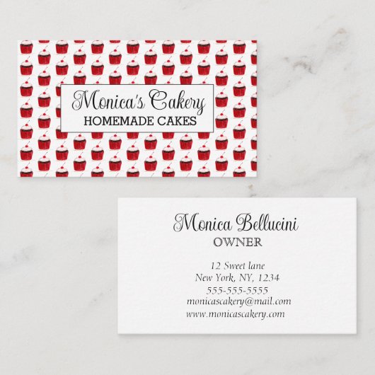Cupcake Sweet Cakes Homemade Bakery Visitekaartje (Voorkant / Achterkant)