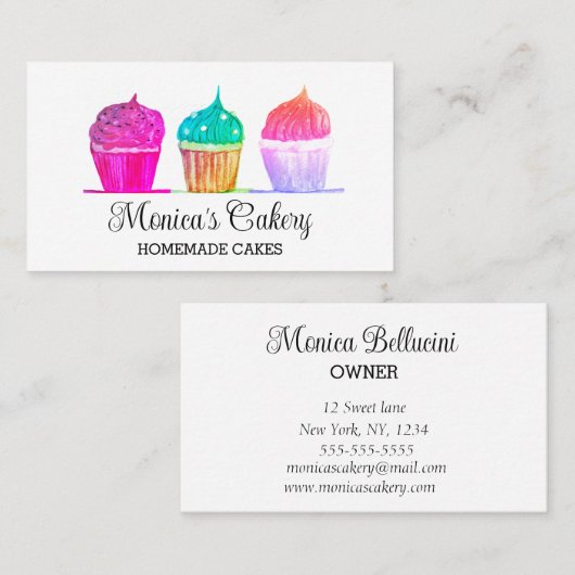 Cupcake Sweet Cakes Homemade Bakery Visitekaartje (Voorkant / Achterkant)