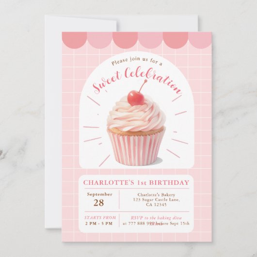 Cupcake Sweet Shop Uitnodiging voor verjaardag (Voorkant)
