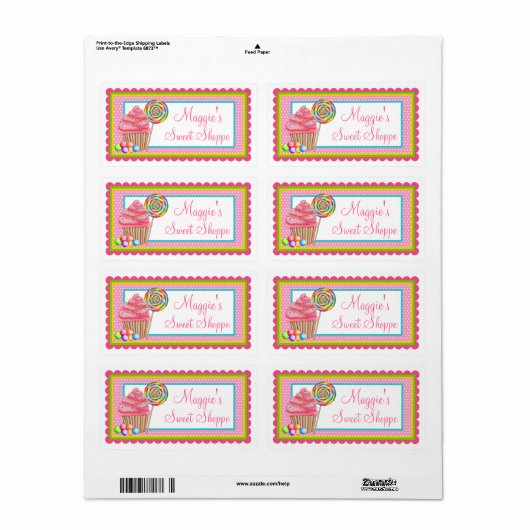 Cupcake Sweet Shoppe Etiketten (Full Sheet)