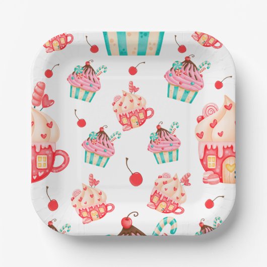 cupcake sweets feest papieren bordje (Voorkant)