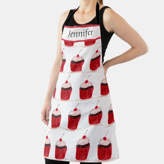 Cupcake Sweets Hand-getekende Baking Food Cute Schort (Insitu)