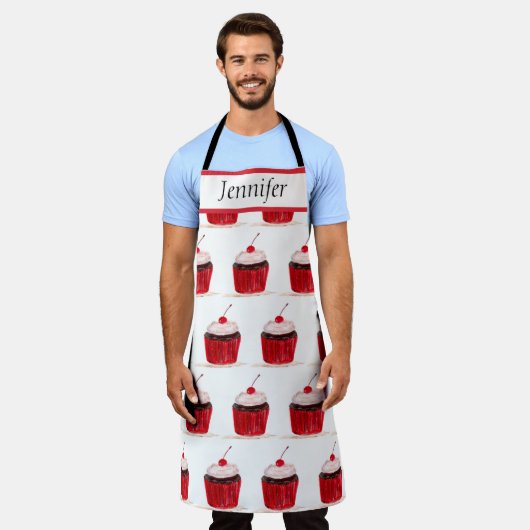 Cupcake Sweets Hand-getekende Baking Food Cute Schort (Gedragen)