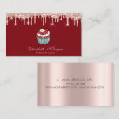 Cupcake Sweets Rose Gold Druppels Rood Visitekaartje (Voorkant / Achterkant)