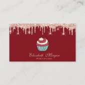 Cupcake Sweets Rose Gold Druppels Rood Visitekaartje (Voorkant)
