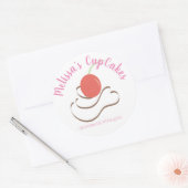 CupCake Swirl Cherry Zelfgemaakte Bakkerij Ronde Sticker (Envelop)