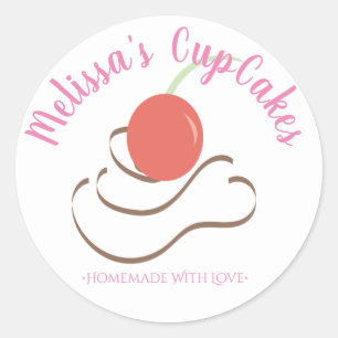 CupCake Swirl Kersen Thuis Bakkerij Ronde Sticker