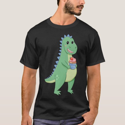 Cupcake T-Rex Dinosaurus Baker Gebak Chef Dino Lov T-shirt (Voorkant)