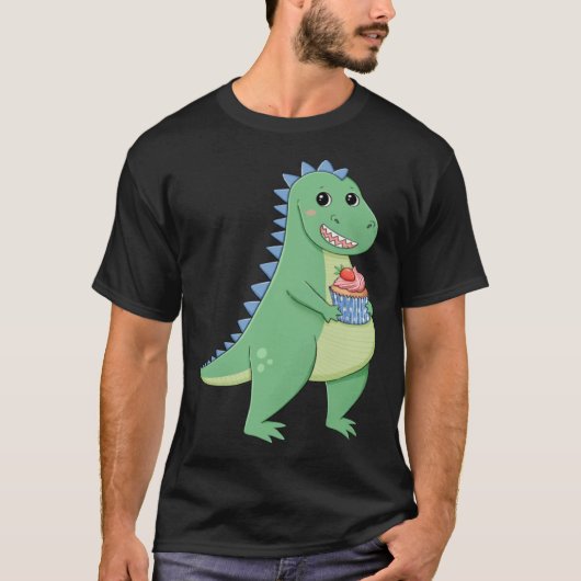 Cupcake T-Rex Dinosaurus Baker Gebak Chef Dino Lov T-shirt (Voorkant)
