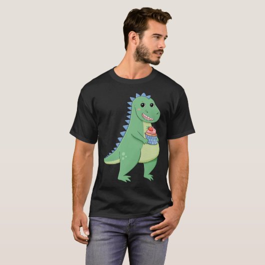 Cupcake T-Rex Dinosaurus Baker Gebak Chef Dino Lov T-shirt (Voorkant volledig)