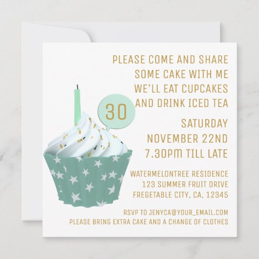 Cupcake Tea Party 30e verjaardag Kaart (Voorkant)