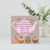 Cupcake Tea Party verjaardagsuitnodiging Kaart (Staand voorkant)
