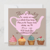 Cupcake Tea Party verjaardagsuitnodiging Kaart (Voorkant)