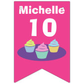 Cupcake thema kind verjaardagsfeestje op maat vlaggetjes (Eerste vlag)