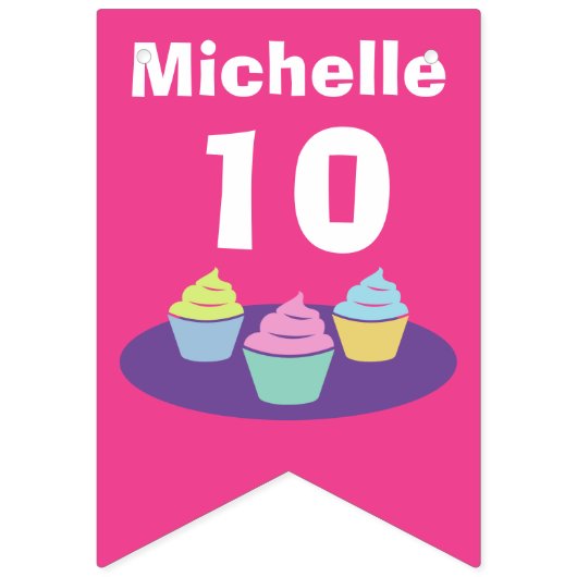 Cupcake thema kind verjaardagsfeestje op maat vlaggetjes (Derde vlag)