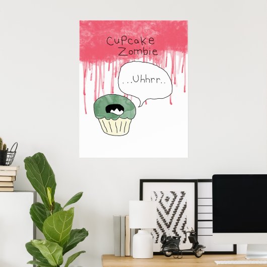 Cupcake themed poster -"Cupcake zombie" (Thuiskantoor)