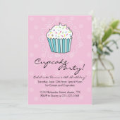 Cupcake Thleed Birthday Party Invitations Kaart (Staand voorkant)