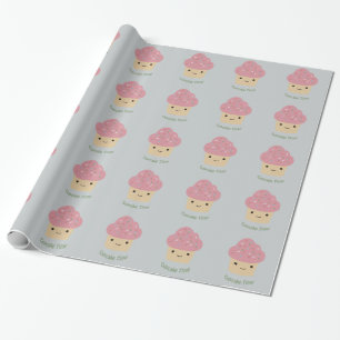 Cupcake Tijd! Cute Pink Cupcake Cadeaupapier