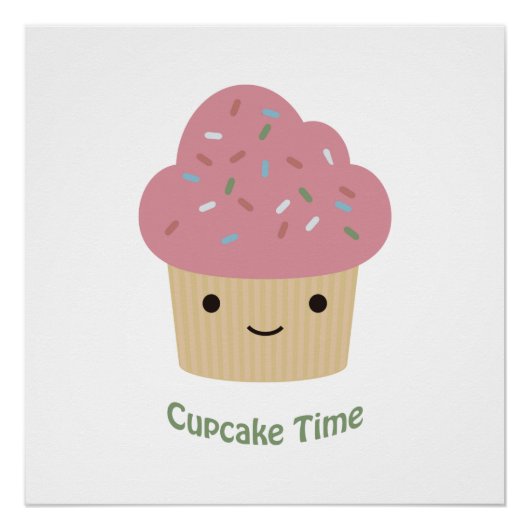 Cupcake Tijd! Cute Pink Cupcake Poster (Voorkant)