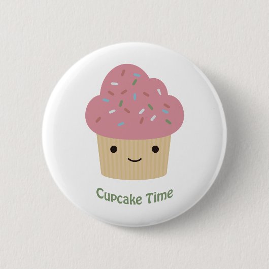 Cupcake Tijd! Cute Pink Cupcake Ronde Button 5,7 Cm (Voorkant)