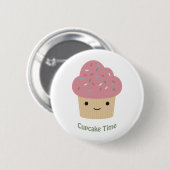 Cupcake Tijd! Cute Pink Cupcake Ronde Button 5,7 Cm (Voorkant /achterkant)