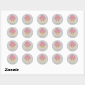 Cupcake Tijd! Cute Pink Cupcake Ronde Sticker (Vel)