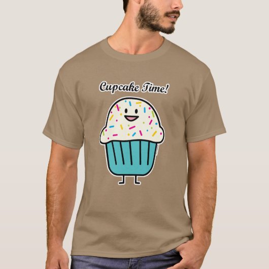 Cupcake Tijd met besprenkelingen zoete dessert fon T-shirt (Voorkant)