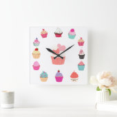 Cupcake-tijdklok Vierkante Klok (Huis)