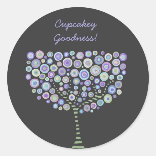 Cupcake Toppers Blue Retro Circle Tree Stickers (Voorkant)