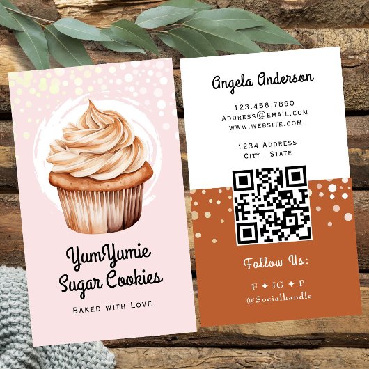 Cupcake Trendy QR-code en Website Visitekaartje