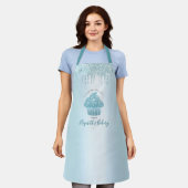 Cupcake Turquoise Glitter Drift Bakery Chef Script Schort (Gedragen)