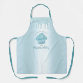 Cupcake Turquoise Glitter Drift Bakery Chef Script Schort (Voorkant)