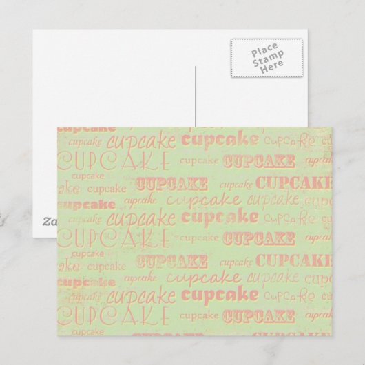  Cupcake Typografie Briefkaart (Voorkant / Achterkant)