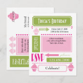 Cupcake Uitnodiging Briefkaart (Voorkant / Achterkant)