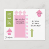 Cupcake Uitnodiging Briefkaart (Achterkant)