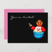 Cupcake Uitnodiging Briefkaart (Voorkant / Achterkant)