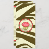 Cupcake Uitnodiging - Brown Zebra Print Skinny (Voorkant / Achterkant)