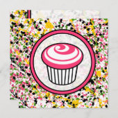 Cupcake-uitnodiging - Multicolor Paint Splatter Kaart (Voorkant / Achterkant)