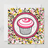 Cupcake-uitnodiging - Multicolor Paint Splatter Kaart (Voorkant)