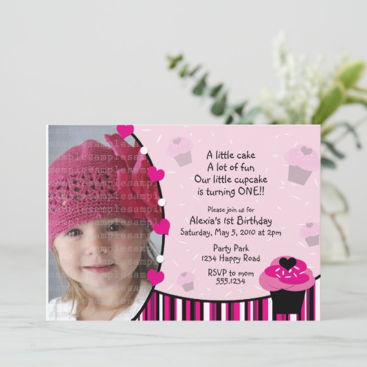 Cupcake Uitnodiging of Hartelijk dank (Staand voorkant)