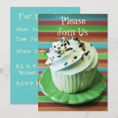 Cupcake Uitnodiging Sjabloon (Voorkant / Achterkant)