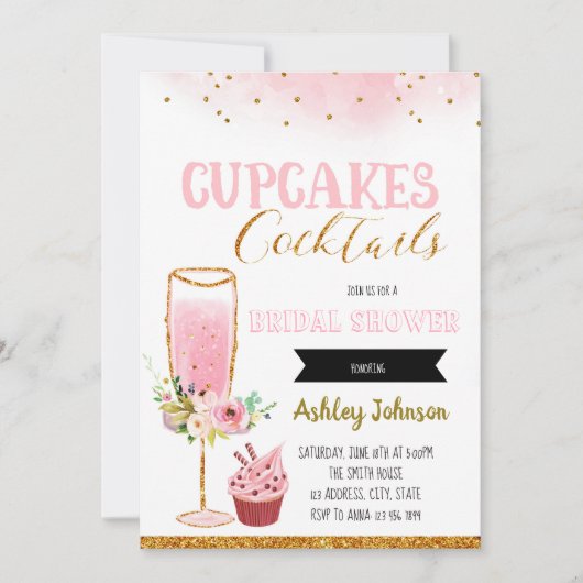 Cupcake, uitnodiging voor cocktails (Voorkant)