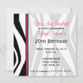 Cupcake-uitnodiging - Zebra Print / Roze & zwart Kaart (Achterkant)