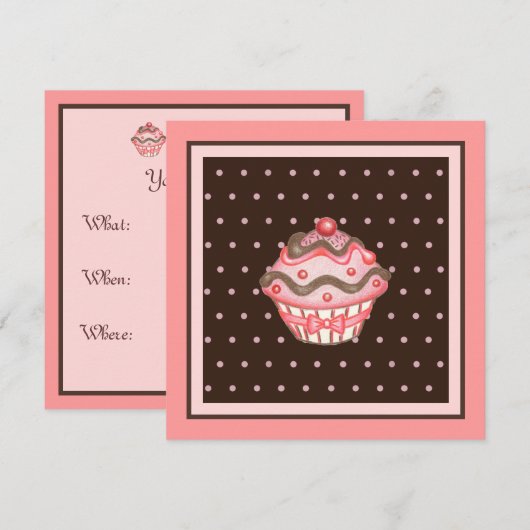 Cupcake uitnodigingen (Voorkant / Achterkant)