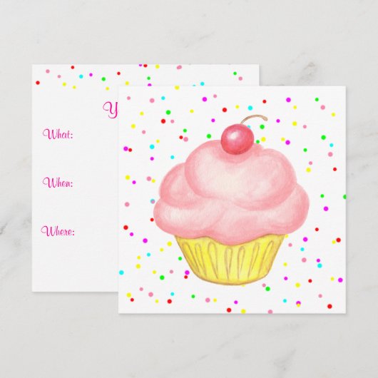 Cupcake uitnodigingen (Voorkant / Achterkant)