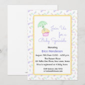 Cupcake, Umbrella, Uitnodiging voor Baby Sprinkle (Voorkant / Achterkant)