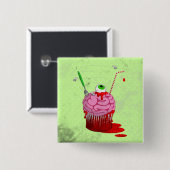 Cupcake van de dood vierkante button 5,1 cm (Voorkant /achterkant)
