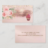 Cupcake, ventilator, gouden Confetti, penseelstree Visitekaartje (Voorkant / Achterkant)